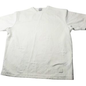 Saints Studio Tshirt Mens Medium White Round Neck Embossed Logo Chevron Pattern